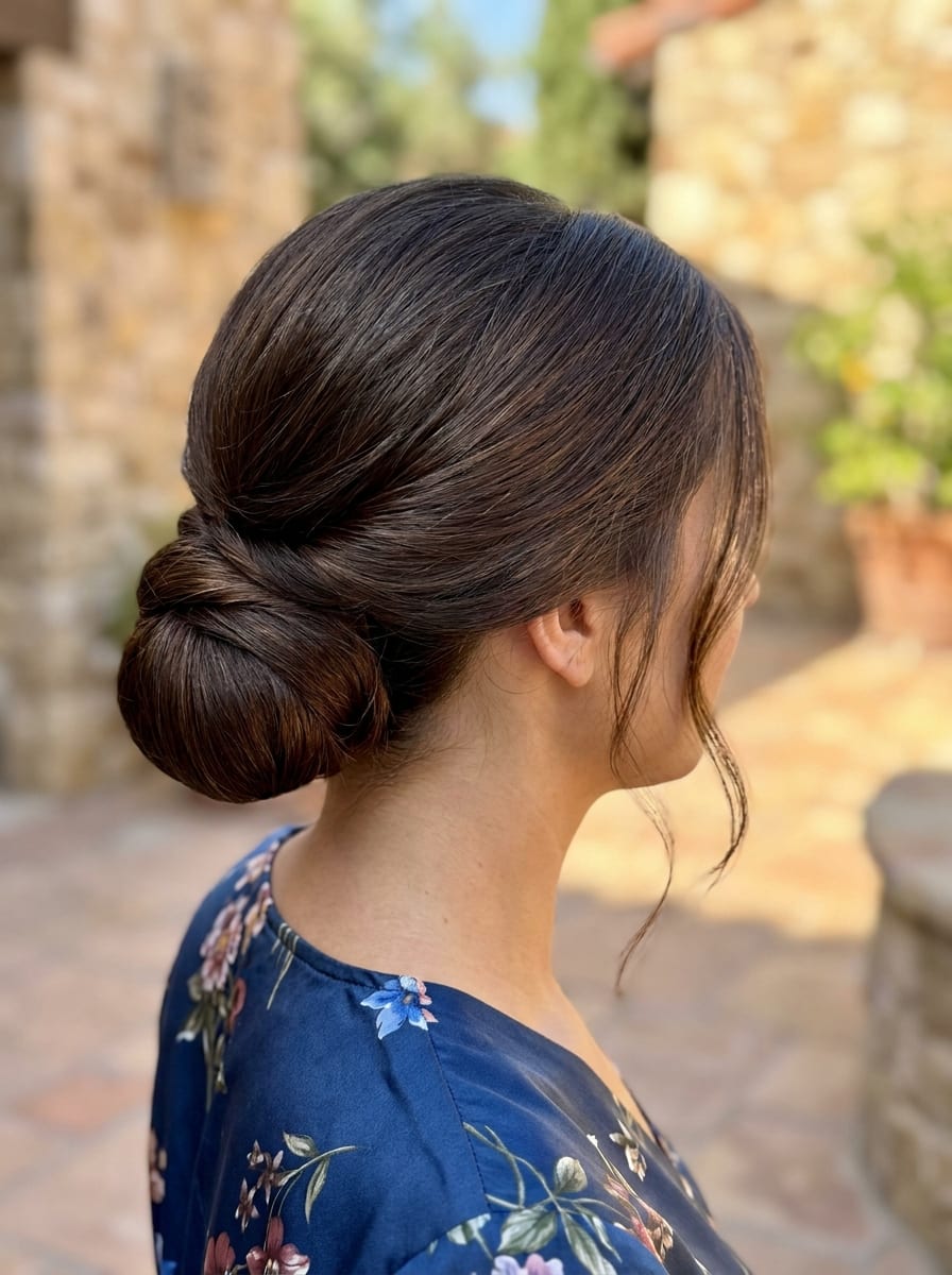 Tiefer eleganter Dutt - Hochzeitsgast Frisur